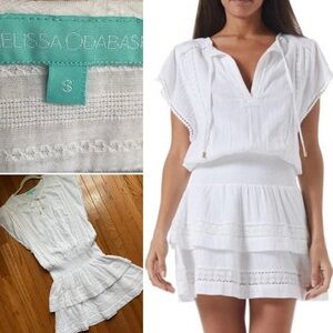 MELISSA ODABASH $239 Georgie White Cotton Cover Up Resortwear Dress Small EUC